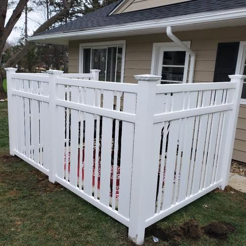 White vinyl fence install
