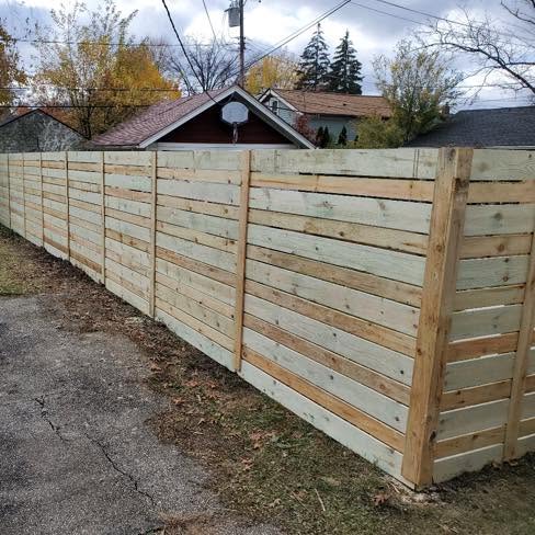 Modern horizontal wood fence
